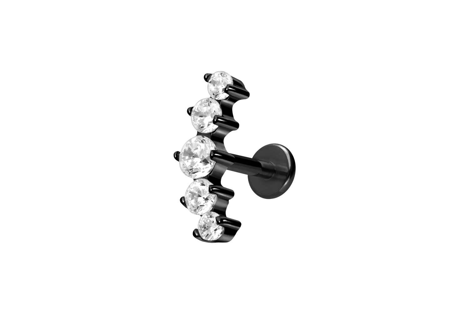 Titan Labret Piercing mit Innengewinde 5 EINGEFASSTE KRISTALLE